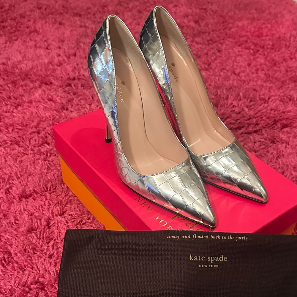 Kate Spade Metallic Silver Heels